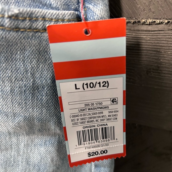 NWT Cat & Jack Girls Denim Light-wash Skirt Bibs Size 10/12 - Picture 3 of 3